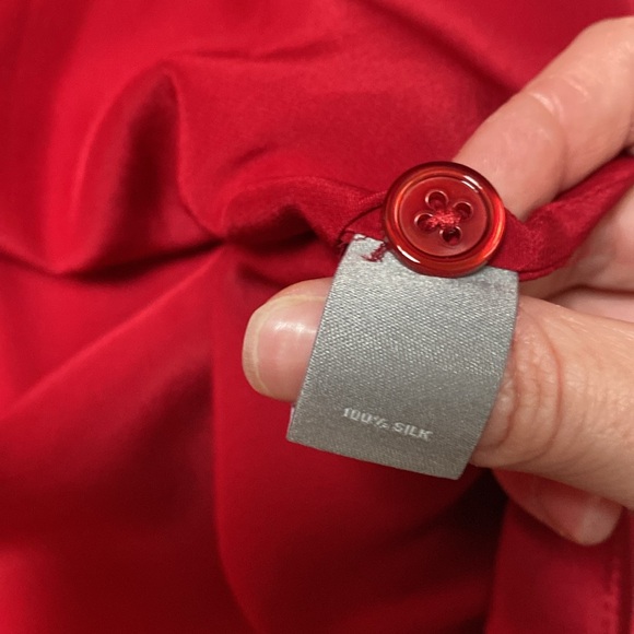 Neiman Marcus Intimates Red 100% Silk Pajamas 2pc Set Bottoms Pants Top Shirt - Picture 8 of 15